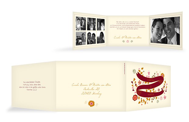 Dankeskarte Hochzeit "Floral Banner"