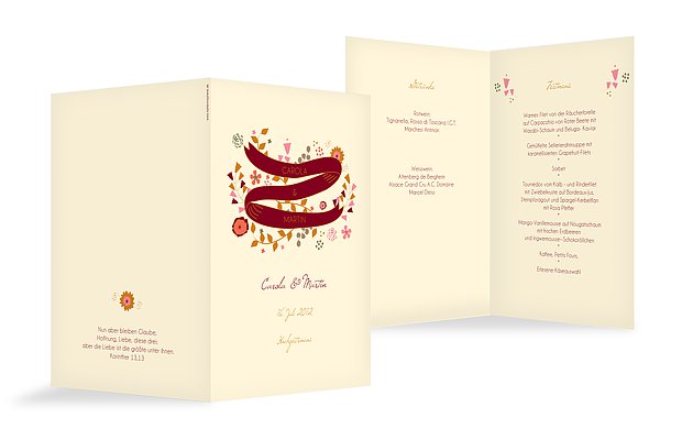 Menükarte Hochzeit "Floral Banner"