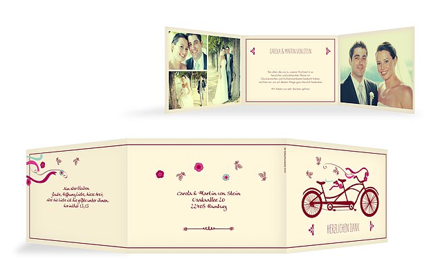 Dankeskarte Hochzeit "Tandem"