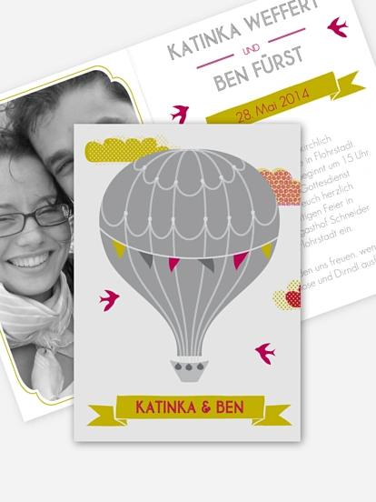 Hochzeitseinladung „Heißluftballon“