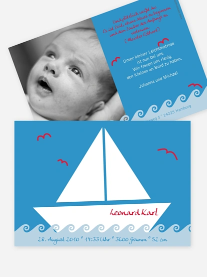 Geburtskarte "Segelboot"