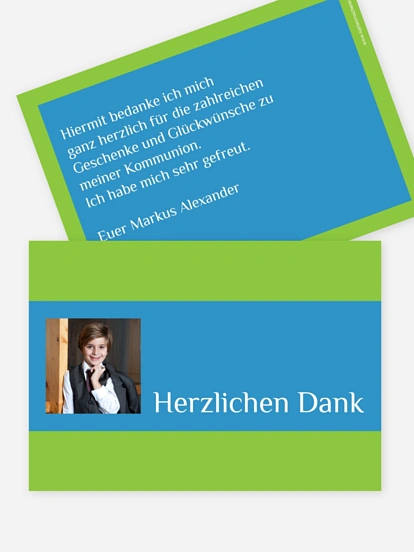 Dankeskarten Kommunion "Farbklar"