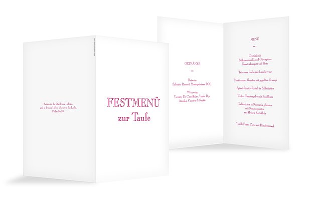 Menükarte Taufe "Schriftlich"