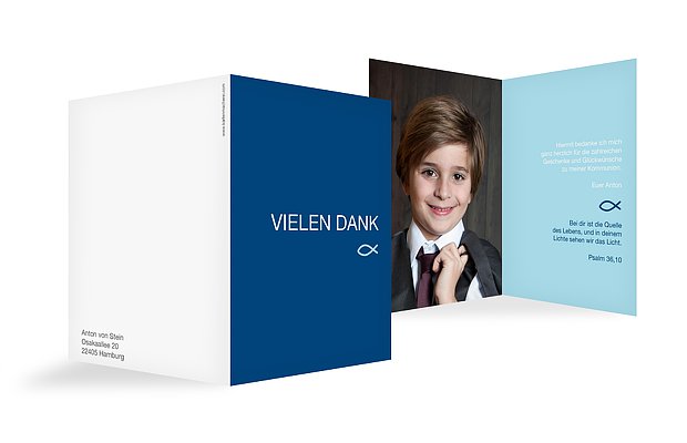 Dankeskarte Kommunion "Farblich"