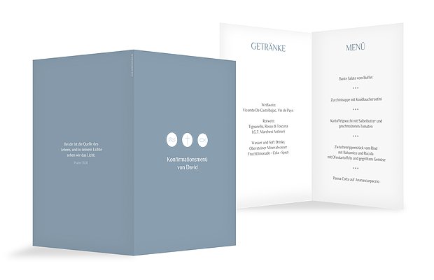 Menükarte Konfirmation "Symbole"