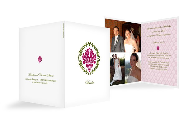 Dankeskarten Hochzeit "Barock"