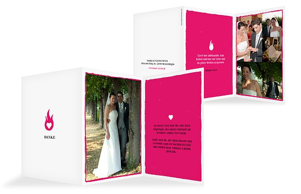 Dankeskarten Hochzeit "Flamme"