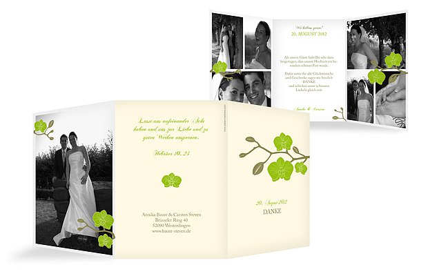 Dankeskarte Hochzeit "Orchidee"