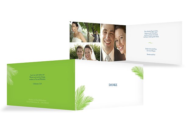Dankeskarte Hochzeit "Palmenblatt"