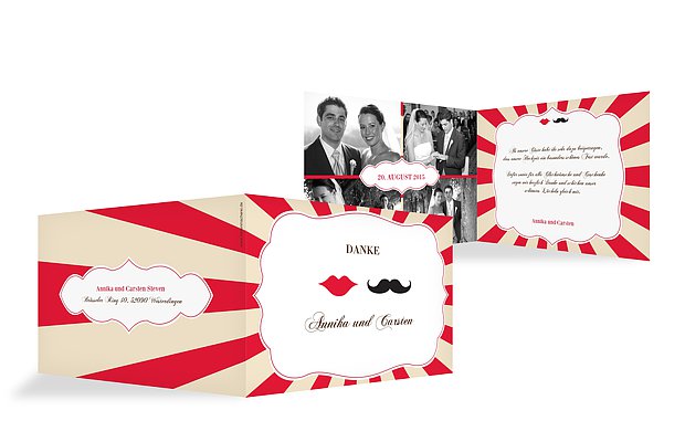 Dankeskarte Hochzeit "Moustache"