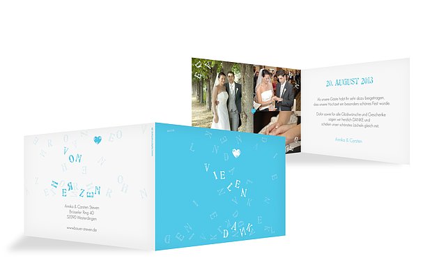 Dankeskarte Hochzeit "Buchstaben"
