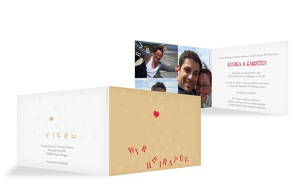 Hochzeitseinladung "Buchstaben"