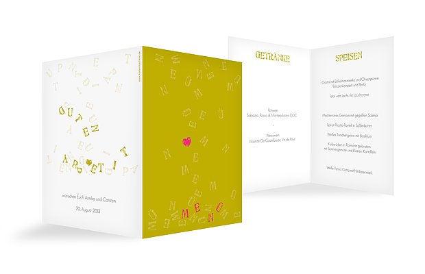 Menükarte „Buchstaben“