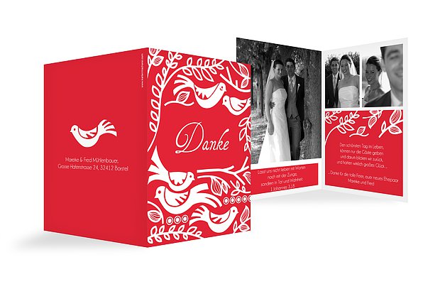 Dankeskarte Hochzeit "Birdsong"