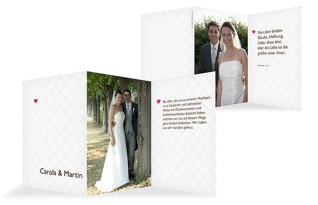 Dankeskarte Hochzeit "Herzchen"