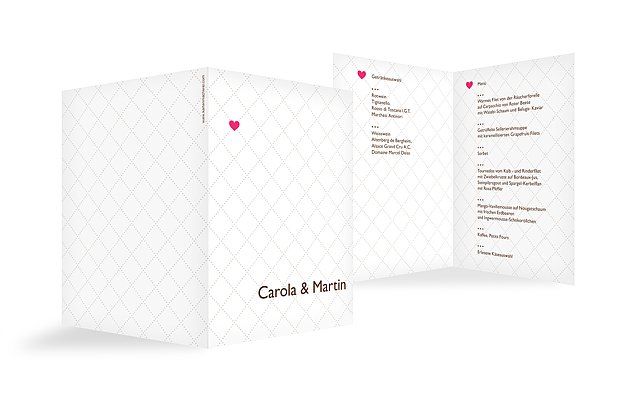 Menükarte Hochzeit "Herzchen"