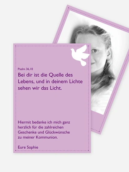 Dankeskarte Kommunion "Taube"