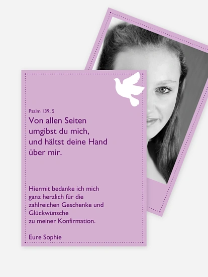 Danksagungskarte Konfirmation „Taube“