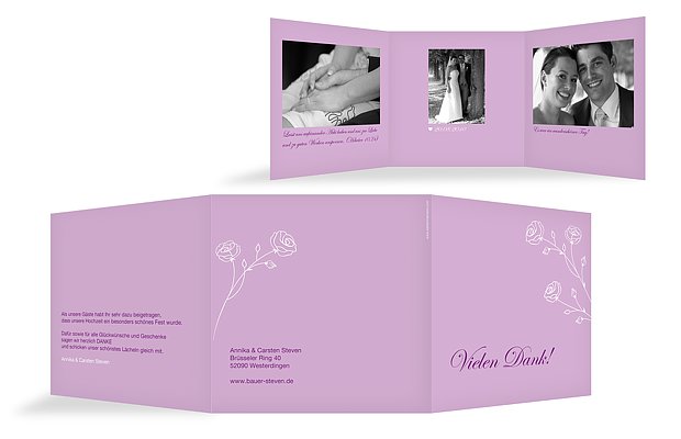 Dankeskarte Hochzeit "Roses"
