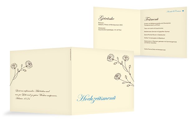Menükarte Hochzeit "Roses"