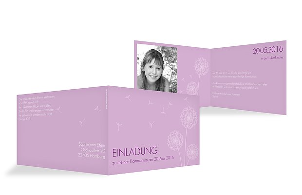 Kommunionseinladung "Pusteblume"