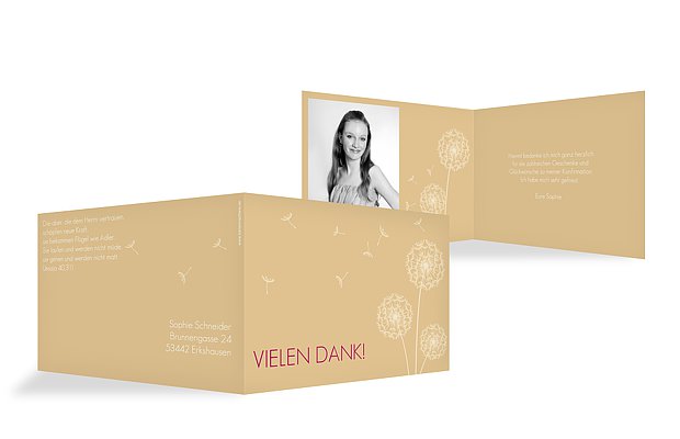 Dankeskarte Konfirmation "Pusteblume"