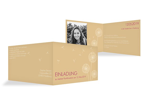 Konfirmationseinladung "Pusteblume"