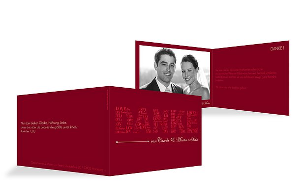 Dankeskarte Hochzeit "Liebevoll"