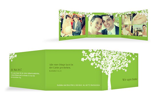Dankeskarte Hochzeit "Kirschblüten"