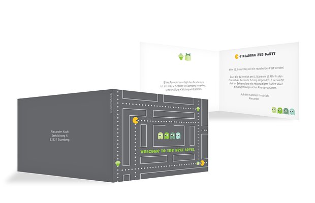 Geburtstagseinladung Game On hellgruen 0400500001de_DE