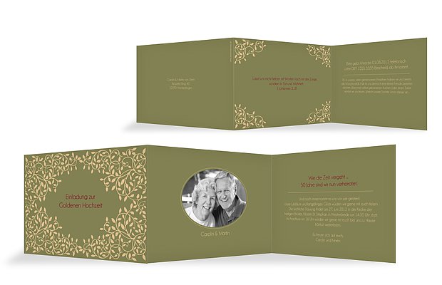gold hochzeit einladungskarte muster