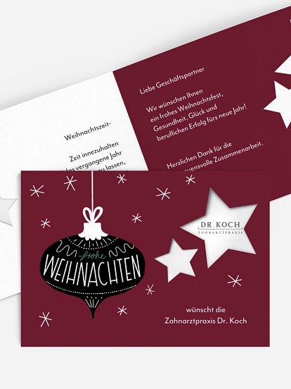 Geschäftliche Weihnachtskarte "Kugel Trio (gestanzt)"