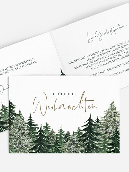 Geschäftliche Weihnachtskarte "Warm Wintertrees"