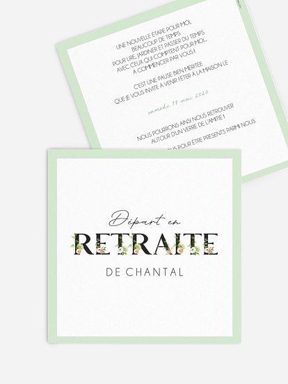 Carte invitation départ retraite "Retraite fleurie"