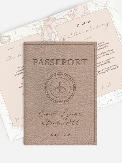 Faire-part de mariage "Passeport vintage"