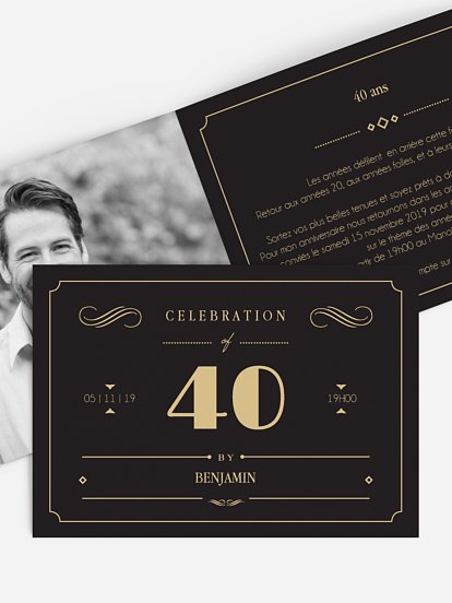 invitation anniversaire 40 "Gatsby"