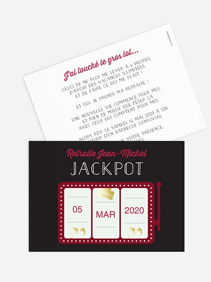 Carte invitation départ retraite "Jackpot"