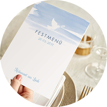 Menükarte Menü Kommunion