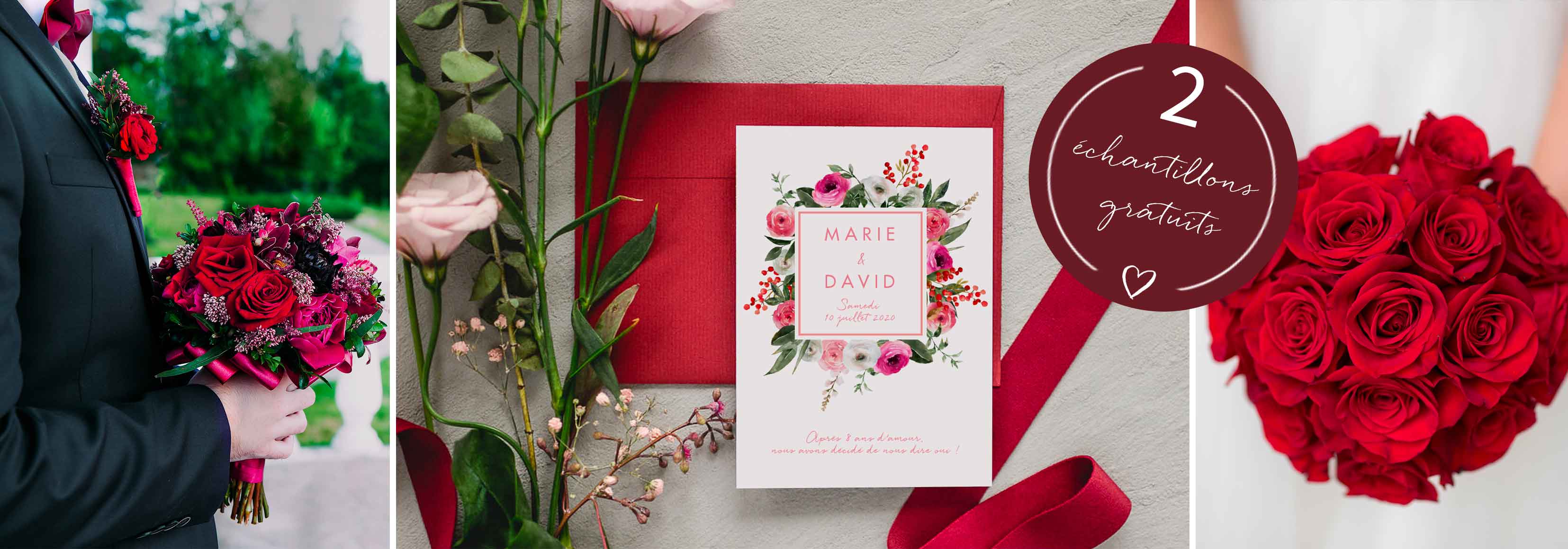 Faire-part mariage rouge et blanc