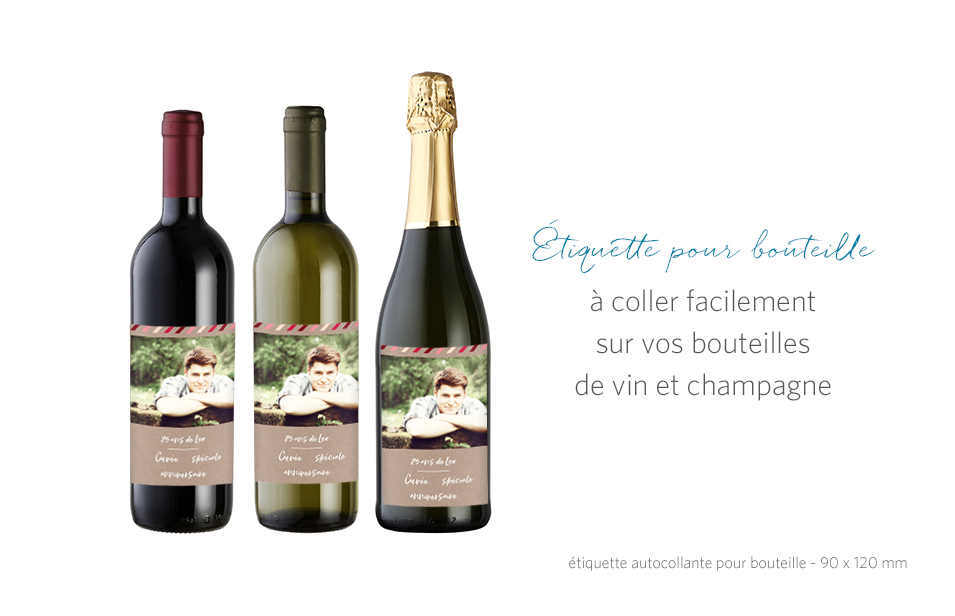 Étiquette pour bouteille Pictos kraft