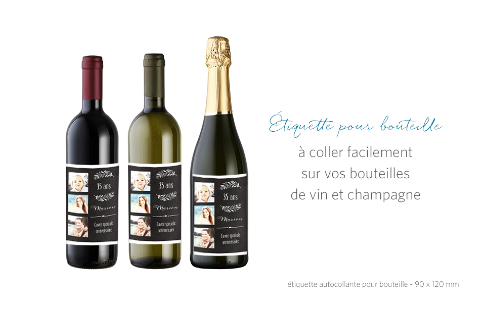Étiquette pour bouteille Ardoise fleurie