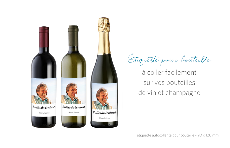 Étiquette pour bouteille Bulles du bonheur