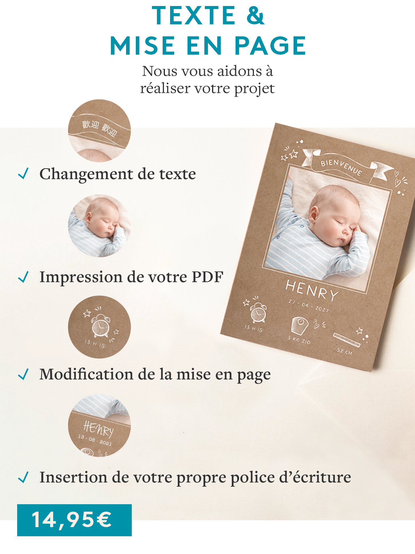 Produit sur mesure Texte & mise en page