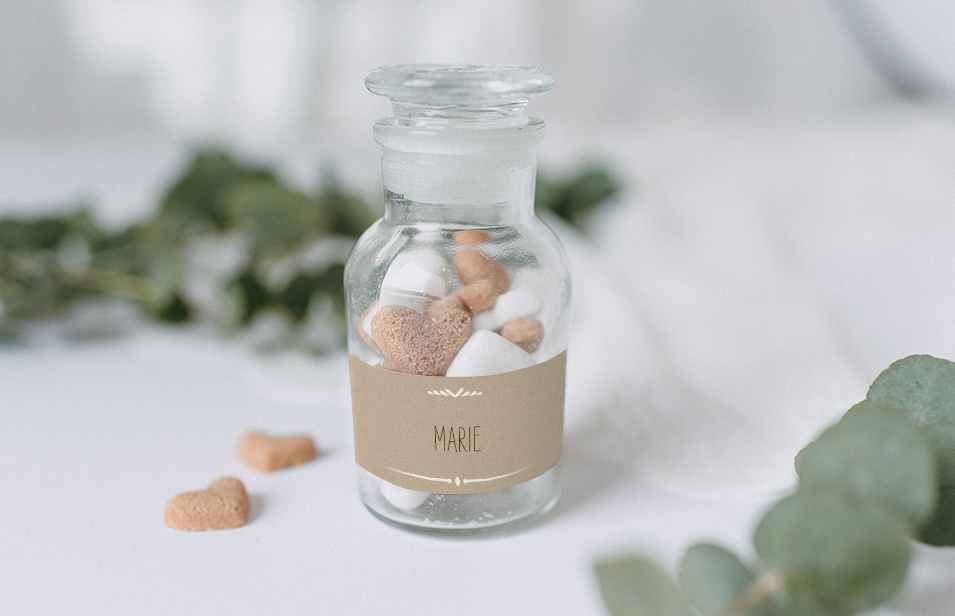 Marque-place autocollant mariage Rustic love