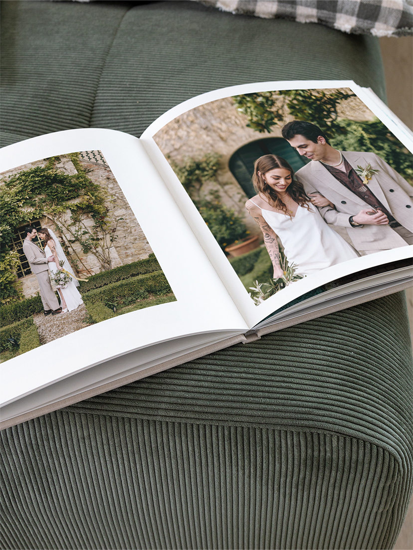 Fotobuch mit Stoffeinband mit Veredelung