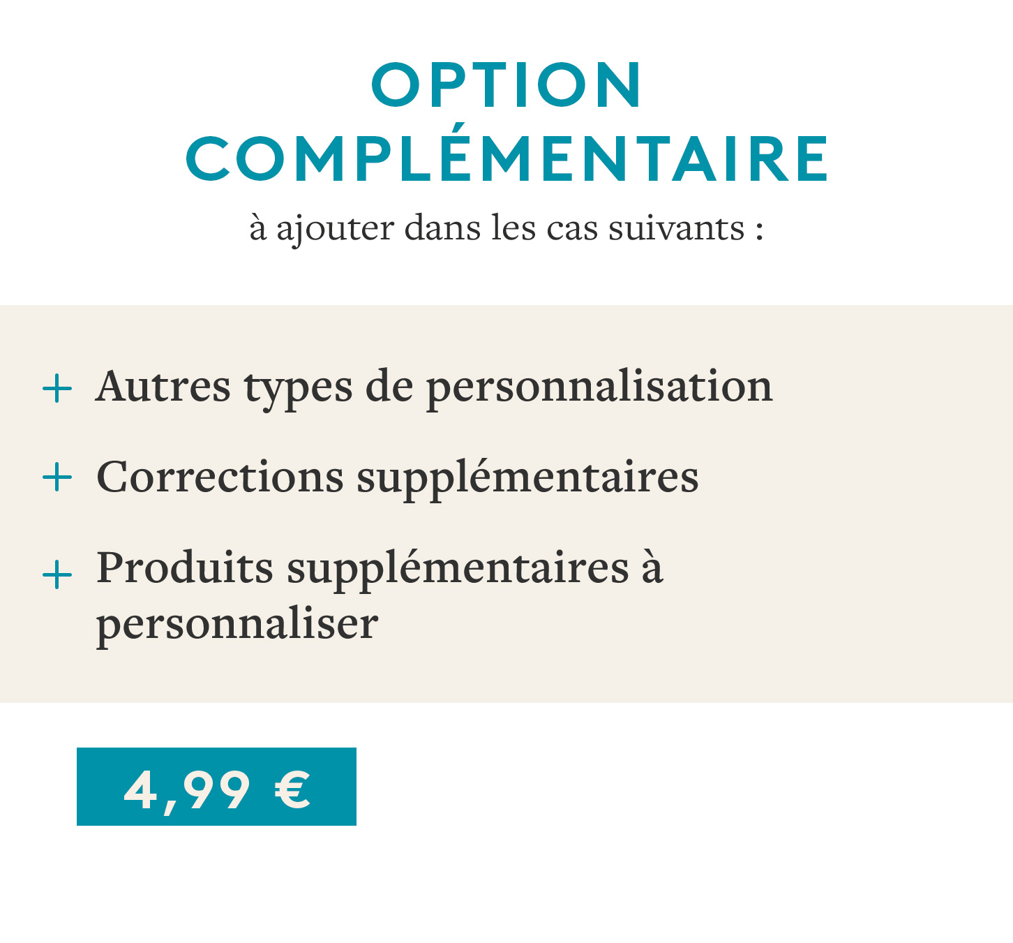 Produit sur mesure Option complémentaire