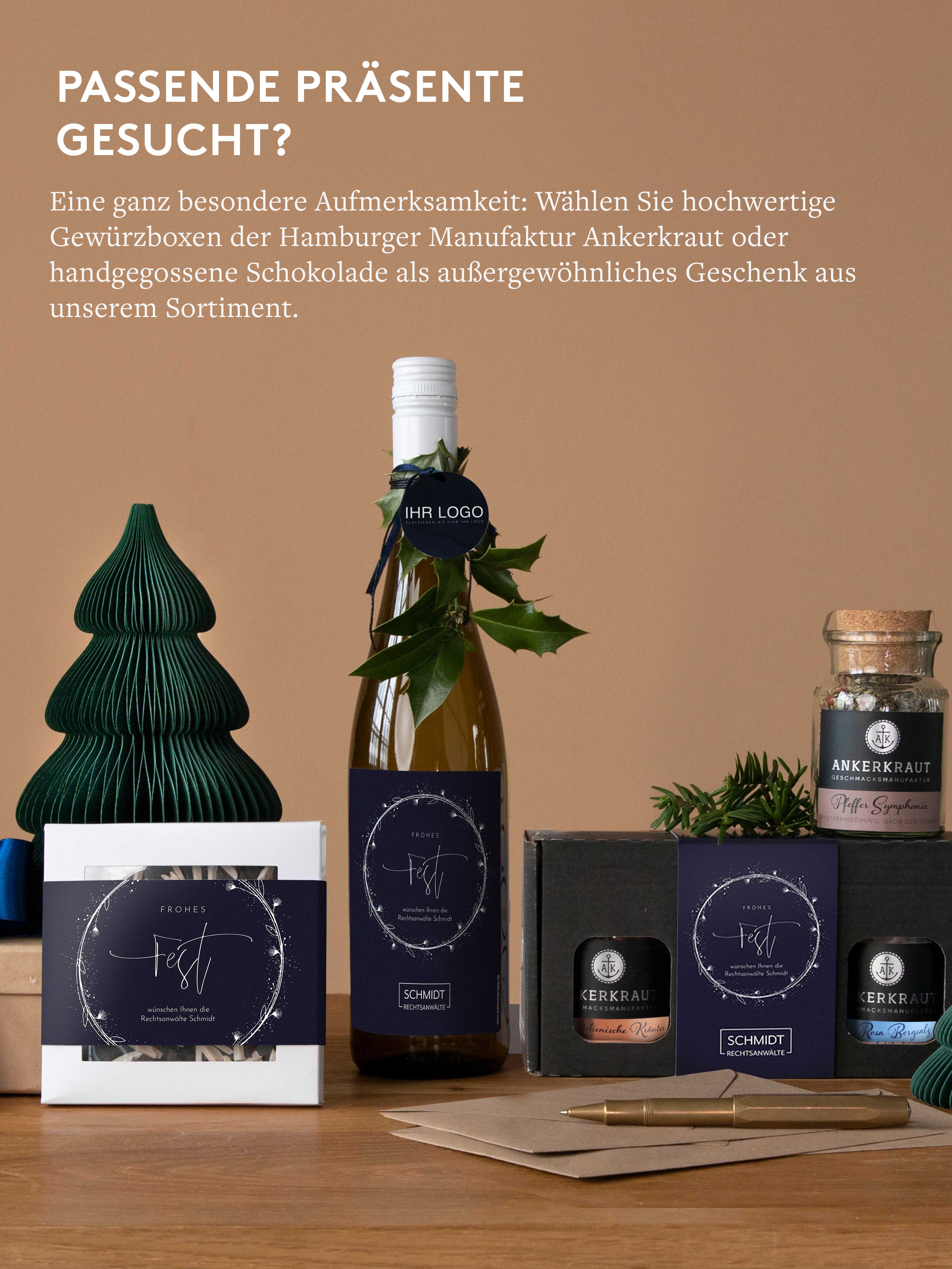 Geschäftliche Weihnachtskarte Goldkranz