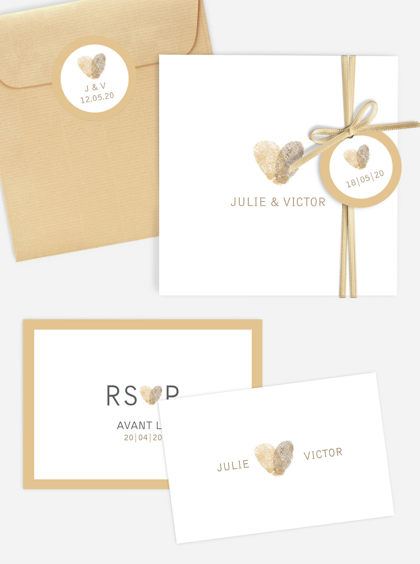 Faire-part mariage Empreinte du coeur