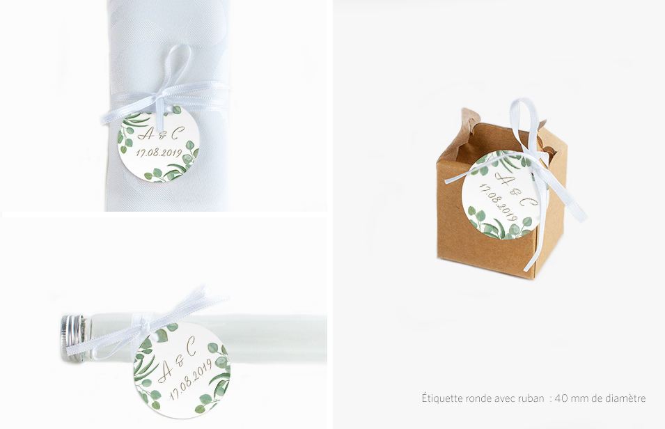Étiquette avec ruban Eucalyptus
