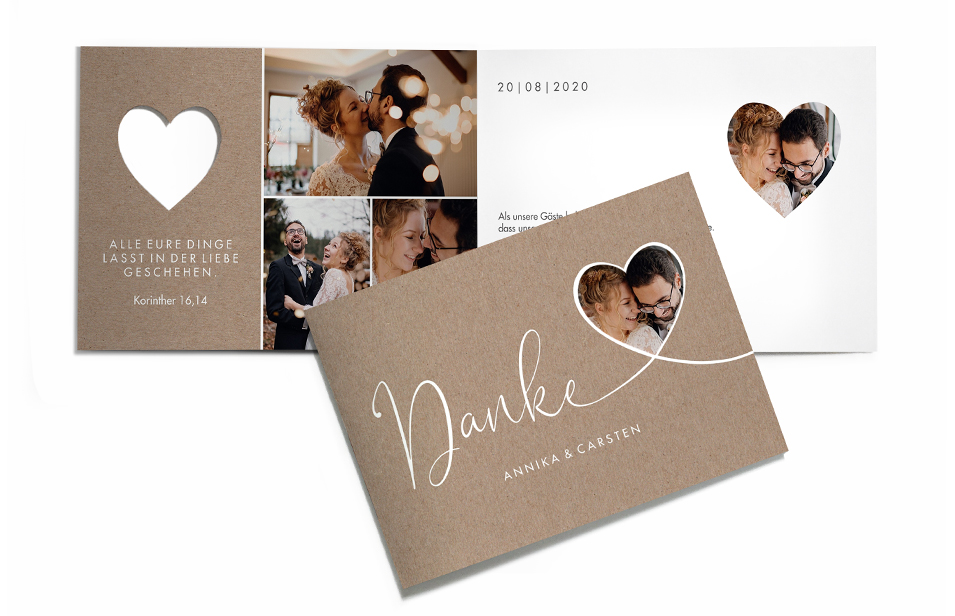 Dankeskarte Hochzeit Herzglück